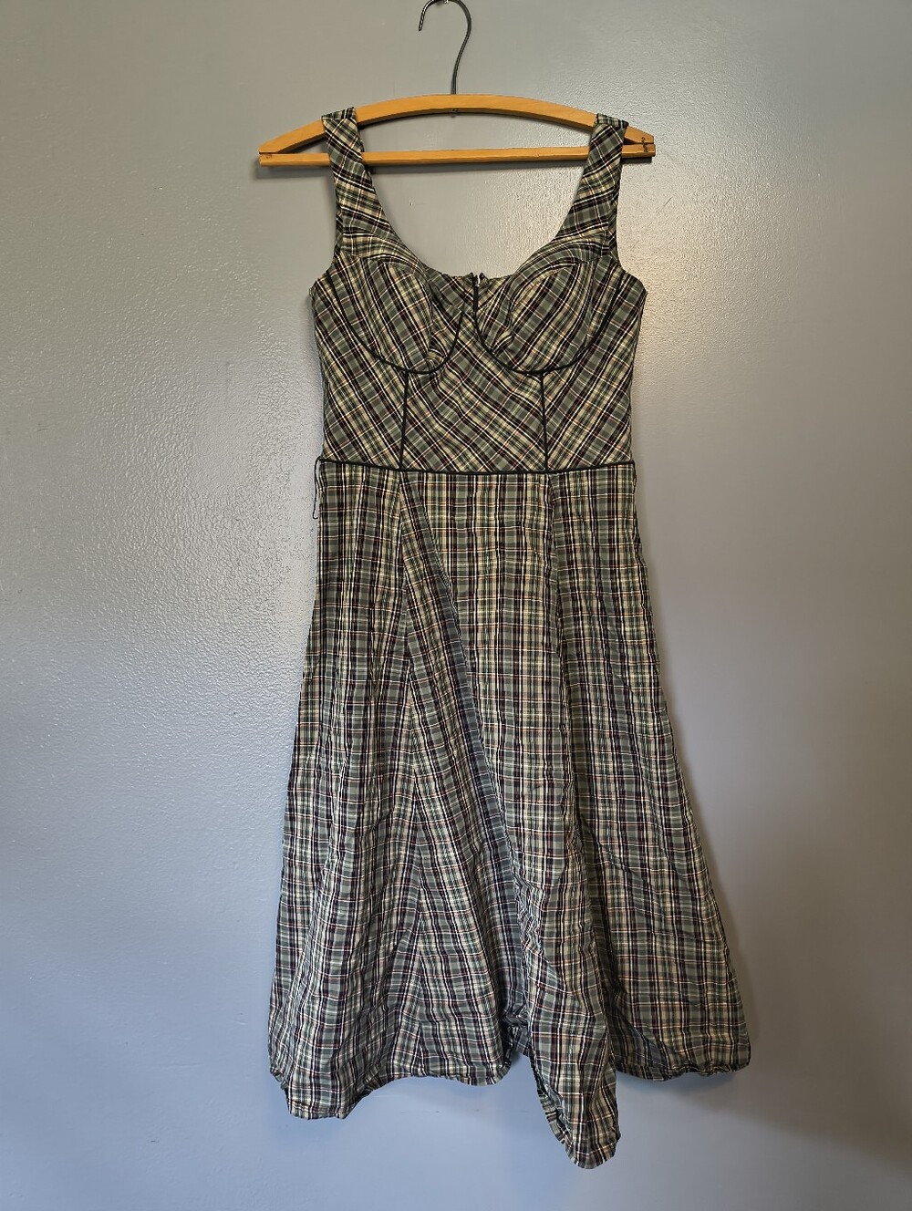 Plaid Sleeveless Fit-and-Flare Dress in Multicolor